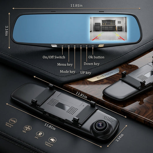 Espejo Retrovisor Cámara Dual DVR Revers