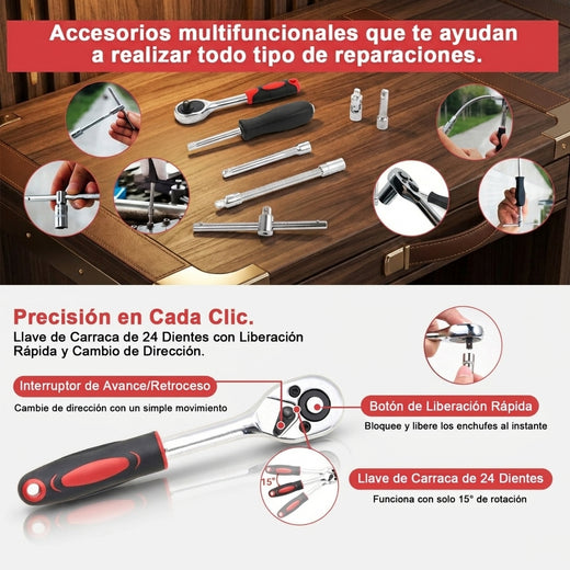 Juego herramientas 46pcs Ratchet estuche